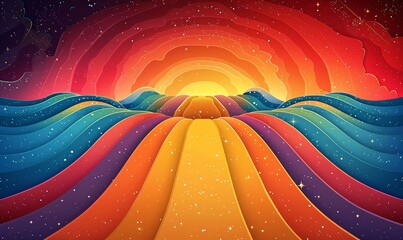 Rainbow Road to the Sun A Vibrant Journey Through the Cosmos Generative AI - obrazy, fototapety, plakaty