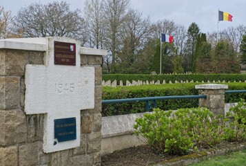 Sainte Anne d'Auray, France - Mar 27, 2024: Breton National Necropolis contains the graves of...