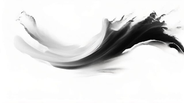 A Single Black Ink Brushstroke. Abstract Art, Minimalist Design, Creative Expression.