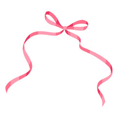 Curly ribbon with bow. Beautiful decorative elegant tape.