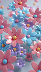 Beautiful colorful metal texture flower illustration material
