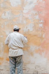 The painter is about to paint the mural and finish the details.