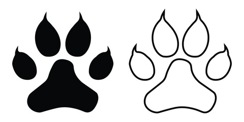 Paw icon vector illustration. paw print sign and symbol. dog or cat paw vector foot trail print of cat. Dog, puppy silhouette animal diagonal tracks for t-shirts, backgrounds, patterns, websites, eps 