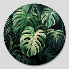 Monstera green leaf. Abstract background with plant.
