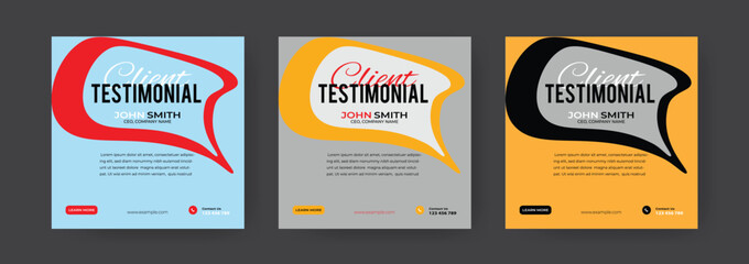 Client testimonials or customer feedback social media post web banner template