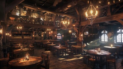 Fototapeta na wymiar Tavern interior Generative ai