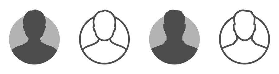 Default anonymous user portrait vector illustration flat vector designs. Man and woman vector profile designs