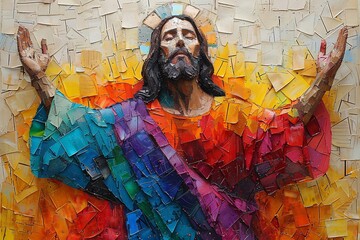 Jesus in Stained Glass A Modern Artwork of Faith Generative AI