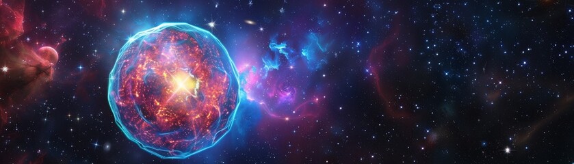 Neutron Stars, The collapsed core of a large star which before collapse had a total of between 10 and 29 solar masses, Outer space element, futuristic background