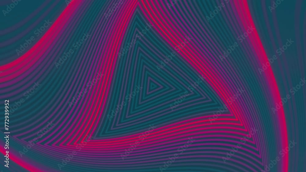 Poster Running red neon stripes on a dark blue background. 3d rendering loop animation