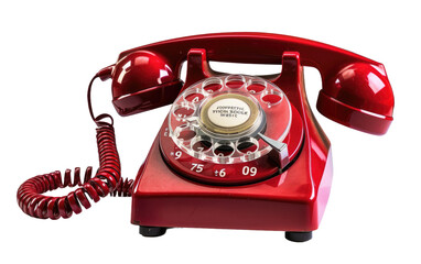Retro Cherry Rotary Phone isolated on transparent Background