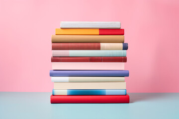 a stack of books on a table