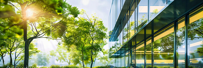 Modern architecture with clean lines and green elements, showcasing a blend of natural and built environments, emphasizing sustainable and aesthetic design
