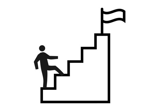 Icono negro de escalera con bandera de meta.