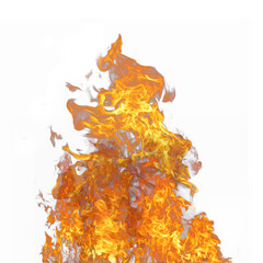 Natural big fire flames isolated on white background png