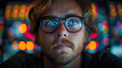 Glasses-Wearing Man in Gaming Room Generative AI
