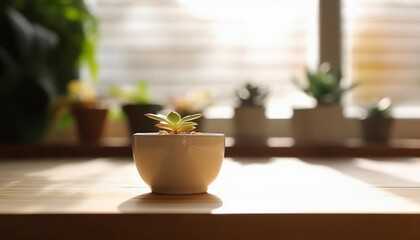 Fototapeta na wymiar A succulent plant on the table