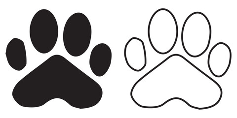 Paw icon vector illustration. paw print sign and symbol. dog or cat paw vector foot trail print of cat. Dog, puppy silhouette animal diagonal tracks for t-shirts, backgrounds, patterns, websites, eps  - obrazy, fototapety, plakaty