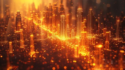 Fototapeta na wymiar Glowing Skyscrapers in the City of Lights A Vibrant Urban Scene Generative AI