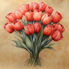 A bouquet of pink tulips 