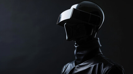 a person wearing a black helmet