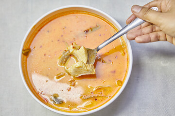 Tom Yum asian seabass (Fish soup recipe) in bowl