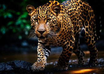 Leopard in the wild, Thailand. (Panthera pardus)