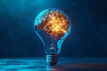 a light bulb with a brain inside