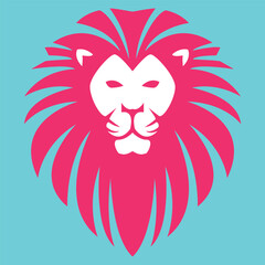 Lion Pink Head Vector Logo Design
