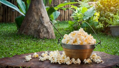 Fresh Popcorn Enjoyed in the Garden" beautiful background and wallpaper