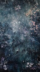 Obraz premium Abstract floral art with dark tones and splashes of color