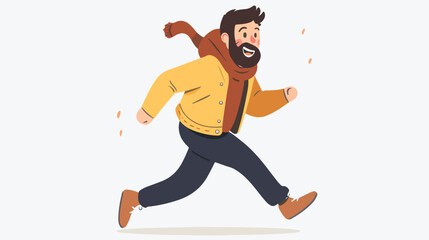 Fototapeta na wymiar Happy running doodle man cartoon vector illustration