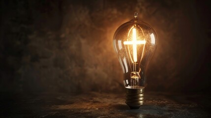 Illuminated light bulb on a dark background