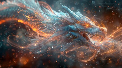 Craft a mesmerizing image featuring a magical dragon