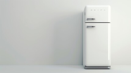 White Refrigerator on grey background 