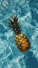Pineapple floating in a pool