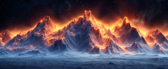 Glowing Mountain Range Generative AI