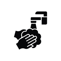 Black Solid Wash Your Hands vector icon