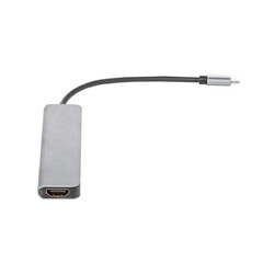 Converter USB Type C hub, USB Type C splitter, HDMI, USB 3.0, USB 2.0, Power Delivery (PD), sd card, TF on white background close up - obrazy, fototapety, plakaty