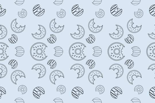 Donut sprinkles sugar glaze seamless pattern background Design for carpet,  wallpaper, silk,pattern,clothing,wrapping,batik,woven fabric, Vector illustration  embroidery 
