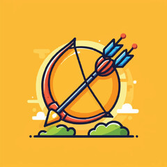 Fototapeta na wymiar Free vector archery arrow cartoon vector icon illustration. sport object icon concept isolated premium vector yellow background