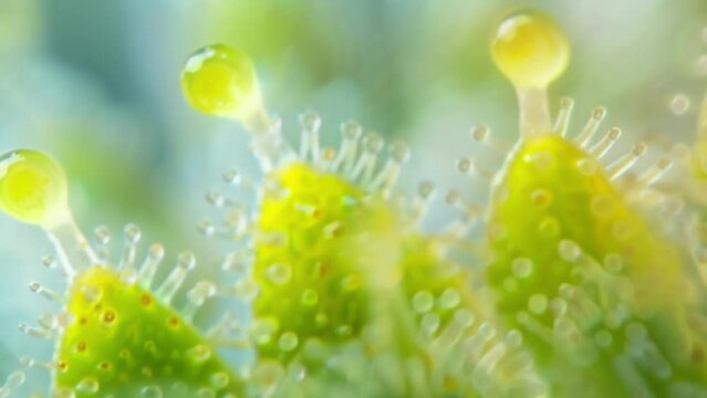 This image captures a closer look at the stomata revealing the presence of delicate hairs called trichomes. These trichomes serve . AI generation.