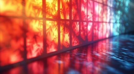 Abstract light pattern through textured glass