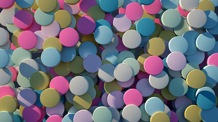 Multicolored spheres in an abstract pattern. 3D design