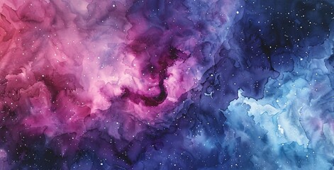 Purple Nebula with Purple and Blue Stars Generative AI