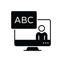 Black Solid Online Learning vector icon