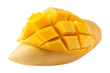 Yellow mango isolated on a transparent background