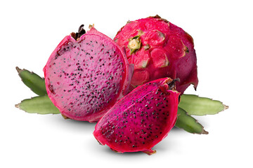 Red Dragonfruit or Pitaya isolated on a transparent background