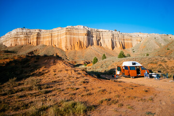 Motorhome in the red canyon of Teruel.