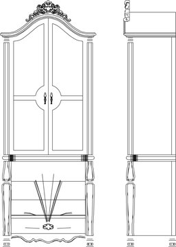 Adobe Illustrator Artwork illustration sketch design vector technical drawing old cupboard furniture classic vintage ethnic